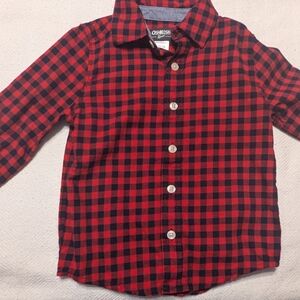 OshKosh Plaid Long Sleeve Cotton Button Up 3T